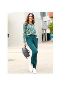 Langarmshirt CLASSIC BASICS "Langarm-Shirt", Damen, Gr. 52, blau (jade, petrol, bedruckt), 100% Baumwolle, bedruckt, gebl&uuml;mt, gemustert, mehrfarbig, Rundhals, Shirts Langarmshirt