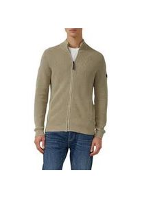 Strickjacke s.Oliver, Herren, Gr. 3XL, dk beige, Strick, Obermaterial: 100% Baumwolle, unifarben, normal h&uuml;ftbedeckend, Rundhals, B&uuml;ndchen, Strickjacken Strickjacke, mit Stehkragen und Rei&szlig;verschluss