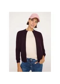 Cardigan Cecil, Damen, Gr. S (38), eggplant rot melange, Strick, Obermaterial: 37% Baumwolle, 34% Polyacryl, 26% Polyester, 3% Elasthan, meliert, regular fit normal, Rundhals, Rippb&uuml;ndchen, Strickjacken, mit Rippb&uuml;ndchen