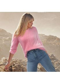 LANDS' END Ajourpullover aus Wimperngarn, Damen,  Pink, Baumwoll-Mischung/Nylon-Mischung, by Lands' End