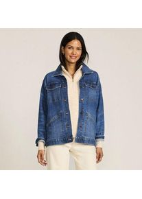 LANDS' END Trucker-Jeansjacke, oversized, Damen,  Blau, Baumwoll-Mischung/Polyester-Mischung, by Lands' End
