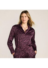 LANDS' END Gemusterte Satinbluse, Damen,  Lila, Polyester, by Lands' End