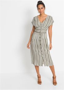 bonprix Kleid, gr&uuml;n, Gr.50, Modisches Kleid mit Streifendesign und durchzogener Knopfleiste.