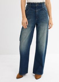 bonprix Loose Straight-Jeans High Waist, blau, Gr.38, Straight-Jeans High Waist, 99% Baumwolle