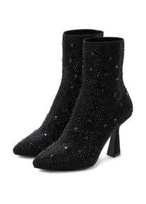 High-Heel-Stiefelette Lascana "Sock Boot", Damen, Gr. 40, schwarz, Obermaterial: 100% Textilmaterial. Decksohle: 100% Lederimitat. Futter: 50% Lederimitat, 50% Textilmaterial. Laufsohle: 100% Synthetik, Glitzer, unifarben, Schuhe, Schlupf-Stiefel, Ankle Boots, elastisches Material, Schmucksteinchen