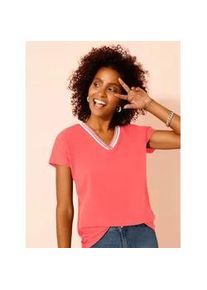V-Shirt Classic Basics "Shirt", Damen, Gr. 50, rot (korallenrot), 100% Baumwolle, unifarben, V-Ausschnitt, Shirts, Topseller
