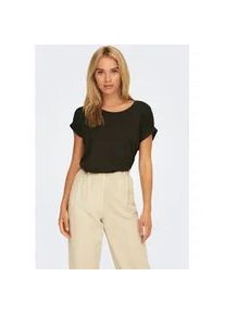 T-Shirt Only "ONLMOSTER &ndash; Kurzarmshirt mit Aufschlag und klassischem Look", Damen, Gr. L, braun (demitasse), Jersey, Obermaterial: 75% Viskose, 20% Polyester, 5% Elasthan, unifarben, regular fit normal, Rundhals, mit Aufschlag, Shirts T-Shirt, unifarben, casual, regular fit, Viskosemischung, Rundhals