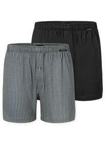 Weiter Boxer Schiesser "Boxershorts Multipacks", Herren, Gr. 14, 909, sortiert 3, Single Jersey, Obermaterial: 100% Baumwolle, gestreift, unifarben, weit, Unterhosen, ideal als Geschenk, mit Eingriff