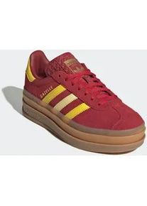 Plateausneaker Adidas ORIGINALS "GAZELLE BOLD", M&auml;dchen, Gr. 38,5, team victory rot, gelb, gold metallic, Leder, Synthetik, Schuhe Plateausneaker, f&uuml;r Kinder & Jugendliche