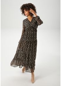 Aniston CASUAL Damen Maxikleidschwarz, beige, hellbeige, feminin, Gr. 40, geblümt, bedruckt, Georgette, Web, Obermaterial: 100% Polyester. Futter: