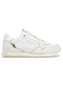 Pepe Jeans f&uuml;r Herren. PMS40031 Brit Distress Turnschuhe aus wei&szlig;em Leder (42), Wohnung, Schn&uuml;rsenkel, L&auml;ssig