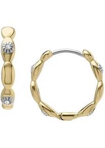 Paar Creolen Fossil "Schmuck Edelstahl Ohrringe Sutton Magisches Auge Evil Eye", gold (gelbgoldfarben, edelstahlfarben, kristallwei&szlig;, kristallwei&szlig;), Ohrringe, Damen, 17mm, Edelstahl, mit Glasstein