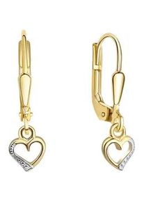 Paar Ohrh&auml;nger Firetti "Schmuck Geschenk Gold 375 Ohrschmuck Ohrring Herz", gold (gelbgoldfarben, wei&szlig;goldfarben), Ohrringe, Damen, Gelbgold 375