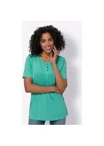 Longshirt Classic Basics "Longshirt", Damen, Gr. 48, gr&uuml;n (blaugr&uuml;n, meliert), 65% Polyester, 35% Baumwolle, meliert, Rundhals, Shirts Longshirt