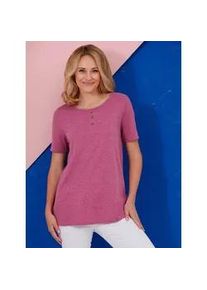 Longshirt Classic Basics "Longshirt", Damen, Gr. 42, pink (magenta, meliert), 65% Polyester, 35% Baumwolle, meliert, Rundhals, Shirts Longshirt