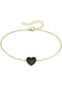 Armband "Schmuck Geschenk Armband mit schwarzem Emaille Herz", schwarz (gelbgoldfarben, schwarz), ANISTON JEWELRY & WATCHES, Armb&auml;nder, Damen, 22cm, Silber 925 (Sterlingsilber), Armband