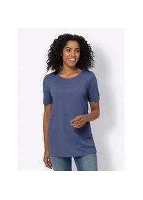 Longshirt Classic Basics "Longshirt", Damen, Gr. 54, blau (royalblau, meliert), 65% Polyester, 35% Baumwolle, meliert, Rundhals, Shirts Longshirt