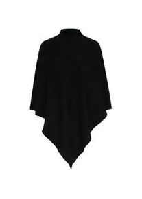 Strickponcho Pieces "PCFORTUNA HIGH NECK PONCHO NOOS BC", Damen, schwarz, Strick, Obermaterial: 55% Polyester, 25% Polyacryl, 18% Nylon, 2% Elasthan, unifarben, ca. Mitte Oberschenkel, hoch geschlossener Ausschnitt, Pullover