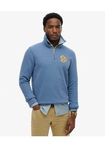 Superdry Herren Baumwolle Gesticktes Logo SD & Co. Trainingsoberteil Mit Halbrei&szlig;verschluss, Blau & Gelb - Gr&ouml;&szlig;e: XXL 1040607500902D8Y005