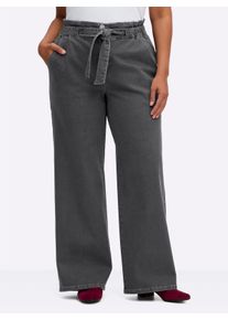 sheego Gro&szlig;e Gr&ouml;&szlig;en Jeans in Paperbag-Optik, mit Bindeband, anthrazit-grey-denim, Gr&ouml;&szlig;e 52 - Damen