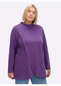 sheego Gro&szlig;e Gr&ouml;&szlig;en Sweatshirt in Wickeloptik, lila, Gr&ouml;&szlig;e 44/46 - Damen