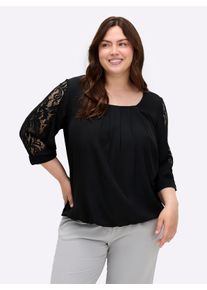 sheego by Joe Browns sheego Große Größen Tunika mit transparentem Spitzeneinsatz, schwarz, Größe 48 - Damen