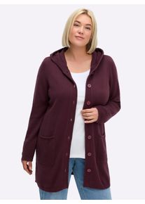 sheego Große Größen Strickjacke mit Kapuze, burgund, Größe 44/46 - Damen
