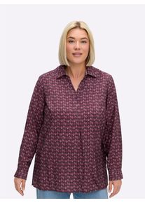 sheego Gro&szlig;e Gr&ouml;&szlig;en Tunika mit Alloverdruck und Krempelfunktion, burgund-bordeaux-bedruckt, Gr&ouml;&szlig;e 54 - Damen