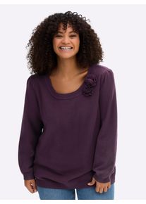 sheego Große Größen Pullover mit Blüten-Applikation, aubergine, Größe 40/42 - Damen