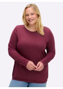 sheego Große Größen Shirt mit Gummizug am Saum, bordeaux-burgund, Größe 40/42 - Damen