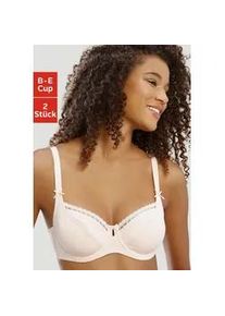 B&uuml;gel-BH Petite Fleur, Damen, Gr. 95, Cup D, rosa (puder, wei&szlig;), Jersey, Obermaterial: 79% Baumwolle, 8% Polyamid, 8% Polyester, 5% Elasthan, BHs BH BH-Set B&uuml;gel-BH Dirndl-BH W&auml;sche, aus Baumwolljacquard im Dirndl-Schnitt, Dessous
