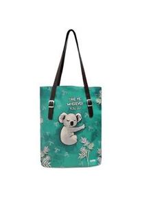 Umh&auml;ngetasche DOGO "Tall Bag Damen Schultertasche Koala Hug Damen Schultertasche", Damen, Gr. B/H/T: 40cm x 34cm x 10cm onesize, gr&uuml;n, Taschen Umh&auml;ngetasche, Handgefertigt