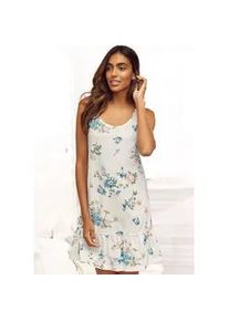 Nachthemd Vivance DREAMS, Damen, Gr. 36/38, N-Gr, beige (ecru, allover, gebl&uuml;mt), Single Jersey, Obermaterial: 60% Baumwolle, 40% Polyester, gebl&uuml;mt, bequem kurz, Rundhals, Kleider Nachthemd, mit Volant am Saum