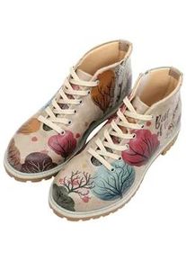 Stiefel DOGO "Shortcut Boots Best Time Of The Year Damen Stiefeletten", Damen, Gr. 38, Normalschaft, bunt (natur), Lederimitat, Schuhe Stiefel, Handgefertigt