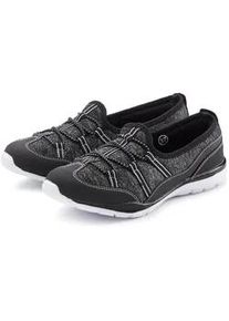 Sneaker Lascana "Halbschuh, Freizeitschuh, Slipper", Damen, Gr. 37, schwarz-wei&szlig; (schwarz, wei&szlig;), Obermaterial: 50% Lederimitat, 50% Textilmaterial. Decksohle: 100% Textilmaterial. Futter: 100% Textilmaterial. Laufsohle: 100% Synthetik, mehrfarbig, Basic, Schuhe Damenschuh Sneakerballerina Sneaker Slip-on-Sneaker Sommerschuh, zum Reinschl&uuml;pfen mit elastischen Schn&uuml;rb&auml;ndern VEGAN