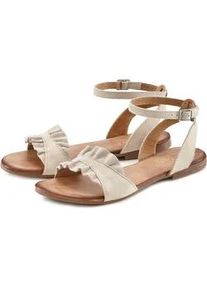 Sandale Lascana "Sommerschuh", Damen, Gr. 38, beige, Obermaterial: 100% Ziegenleder. Decksohle: 100% Rindsleder. Futter: 100% Schweinsleder. Laufsohle: 100% Synthetik, unifarben, Schuhe Sandale, Sandalette, Sommerschuh aus hochwertigem Leder mit kleinen R&uuml;schen