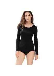 Langarmshirt Mey "Emotion", Damen, Gr. 46, schwarz, Feinripp, Obermaterial: 50% Viskose, 46% Polyamid, 4% Elasthan, figurbetont h&uuml;ftbedeckend, Rundhals, Shirts Langarmshirt, Flie&szlig;ende Qualit&auml;t