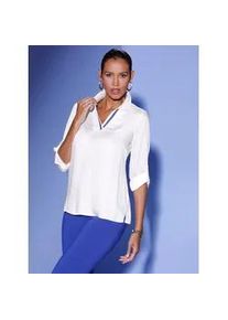 CR&Eacute;ATION L Satinbluse CREATION L, Damen, Gr. 40, blau (ecru, royalblau), 100% Modal, unifarben, V-Ausschnitt, Blusen