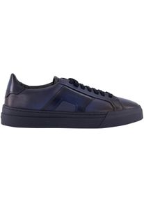 Santoni Low-Top Sneaker - Navy Blue Sneaker With Logo - Gr. UK_9 - in Blau - f&uuml;r Damen