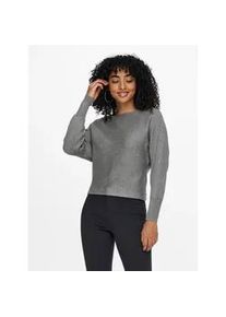 Strickpullover Only "ONLADALINE L/S SHORT PULLO KNT NOOS", Damen, Gr. S, grau (medium grau melange), Strick, Obermaterial: 80% Viskose, 20% Nylon, unifarben, regular fit normal, U-Boot-Ausschnitt, Rippstrickb&uuml;ndchen, Pullover Strickpullover, Viskosemischung, regular fit
