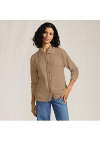 LANDS' END Baumwollmix-Jacke im Waffelstrick, Damen,  Braun, Baumwoll-Mischung/Polyester-Mischung, by Lands' End