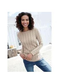 Strickpullover Casual Looks "Pullover", Damen, Gr. 38, beige (sand), 100% Baumwolle, unifarben, Pullover Strickpullover