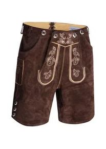 Trachtenlederhose Alessandro Salvarini "ASLederiio", Herren, Gr. 54, Normalgr&ouml;&szlig;en, braun (dunkelbraun), 100% Rindsleder, Hosen, Aus echtem Leder inkl. Tr&auml;ger