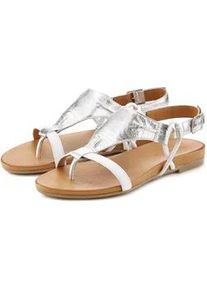 Sandale Lascana "Sommerschuh", Damen, Gr. 41, wei&szlig; (wei&szlig;, silberfarben), Obermaterial: 100% Rindsleder. Decksohle: 100% Rindsleder. Futter: 100% Schweinsleder. Laufsohle: 100% Synthetik, mehrfarbig, metallic, Schuhe Sandale, Sandalette, Sommerschuh aus hochwertigem Leder mit Metallic Optik