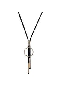 Kette mit Anh&auml;nger Firetti "in Rei&szlig;verschluss-Optik", schwarz (gelbgoldfarben, schwarz), Halsketten, Damen, Materialmix Polyester, L: 106, Materialmix, Polyester