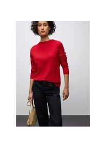 Strickpullover Street One, Damen, Gr. 38, racing rot, Strick, Obermaterial: 30% Polyester, 27% Polyacryl, 23% Polyamid, 20% Viskose, unifarben, regular fit normal, ohne Ausschnitt, Rollkante, Pullover Strickpullover, mit feiner Rollkante