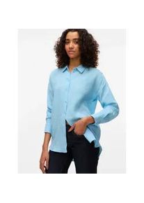 V&eacute;ro Moda Hemdbluse VERO MODA "VMNATALI", Damen, Gr. S, blau (airy blau), Web, Obermaterial: 100% Baumwolle, unifarben, loose fit, Blusen Hemdbluse