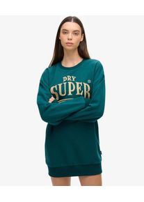 Superdry Damen Luxe Sweatkleid mit Metallic-logo Gr&uuml;n - Gr&ouml;&szlig;e: 34-36 2144236000767GCO215