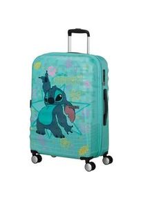 Hartschalen-Trolley American Tourister "WAVEBREAKER DISNEY, verschiedene Motive", Gr. B/H/T: 47cm x 67cm x 26cm 64 l, stitch flower, ABS, Koffer, Reisekoffer Reisegep&auml;ck