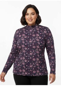 sheego Große Größen Print-Shirt mit Stehkragen, marine-erika-bedruckt, Größe 38 - Damen